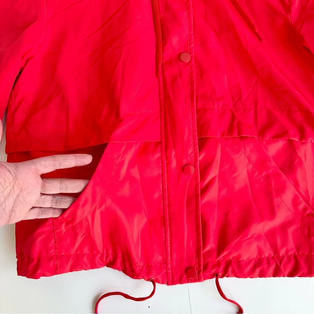 H&M DIVIDED Bright Red Hooded Zip Up Windbreaker Jacket - Picture 7 of 15